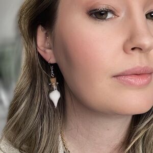 Handcrafted Salt White Bottle Charm Earrings - POTS awareness